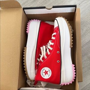 Converse Red and Pink High-Top Sneakers